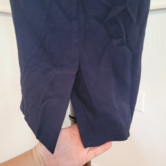 VINTAGE 80s Navy Button Down Collar  Secretary Nautical Dress Size 8 - Picture 10 of 11